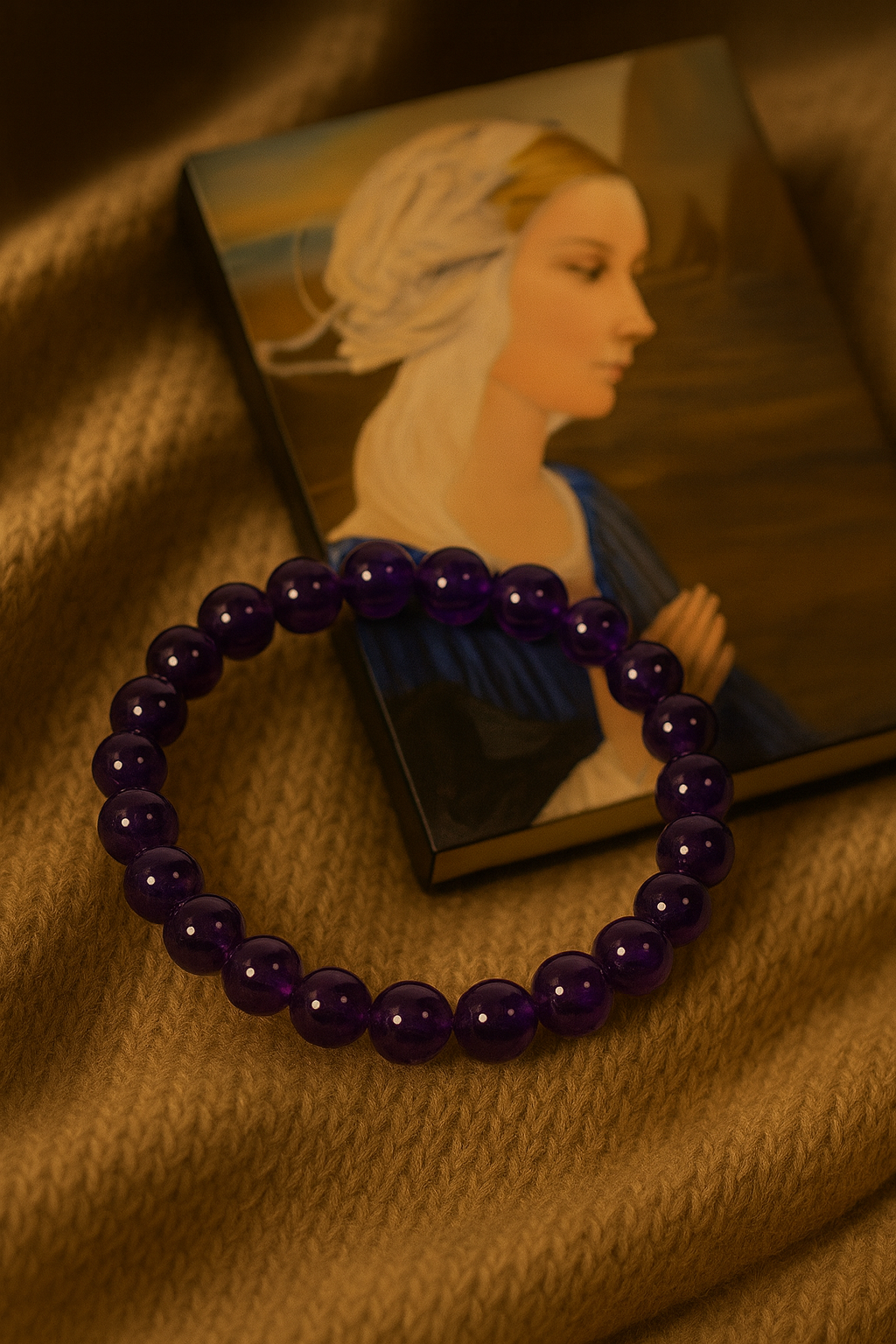 Bracelet Améthystes foncées (perles moyennes)