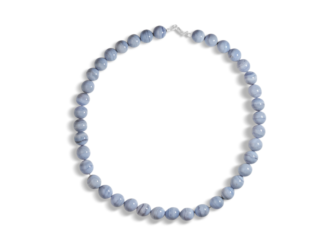 Collier calcédoine bleue