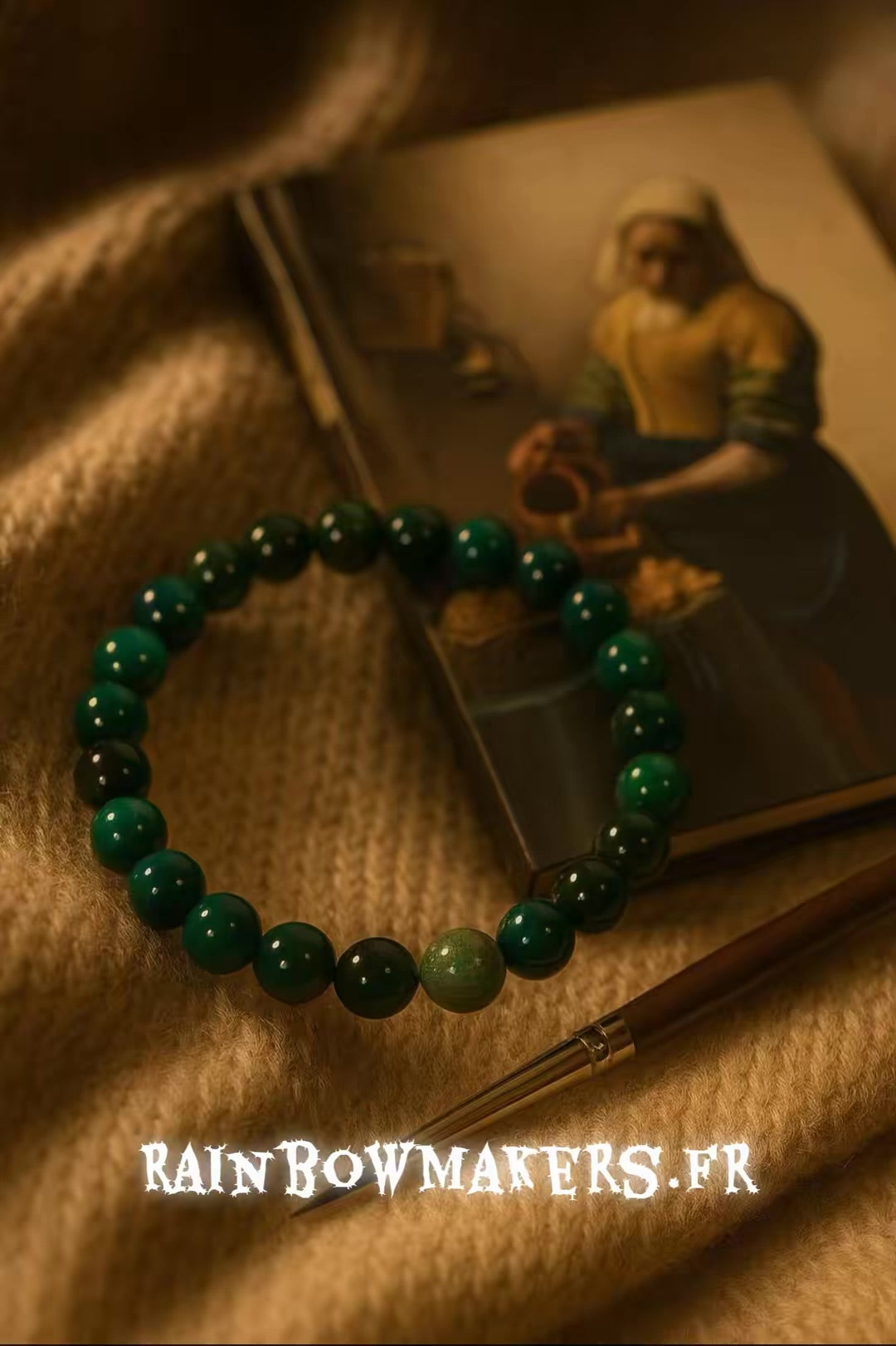 Bracelet en agate verte