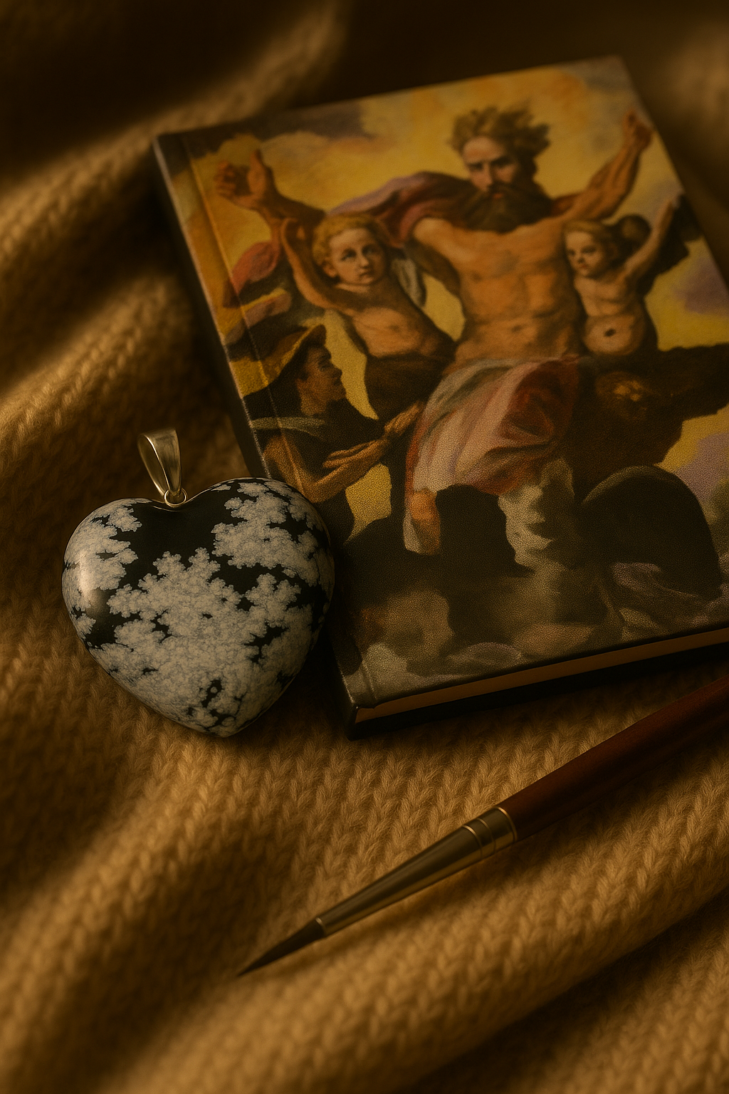 coeur en obsidienne flocon de neige